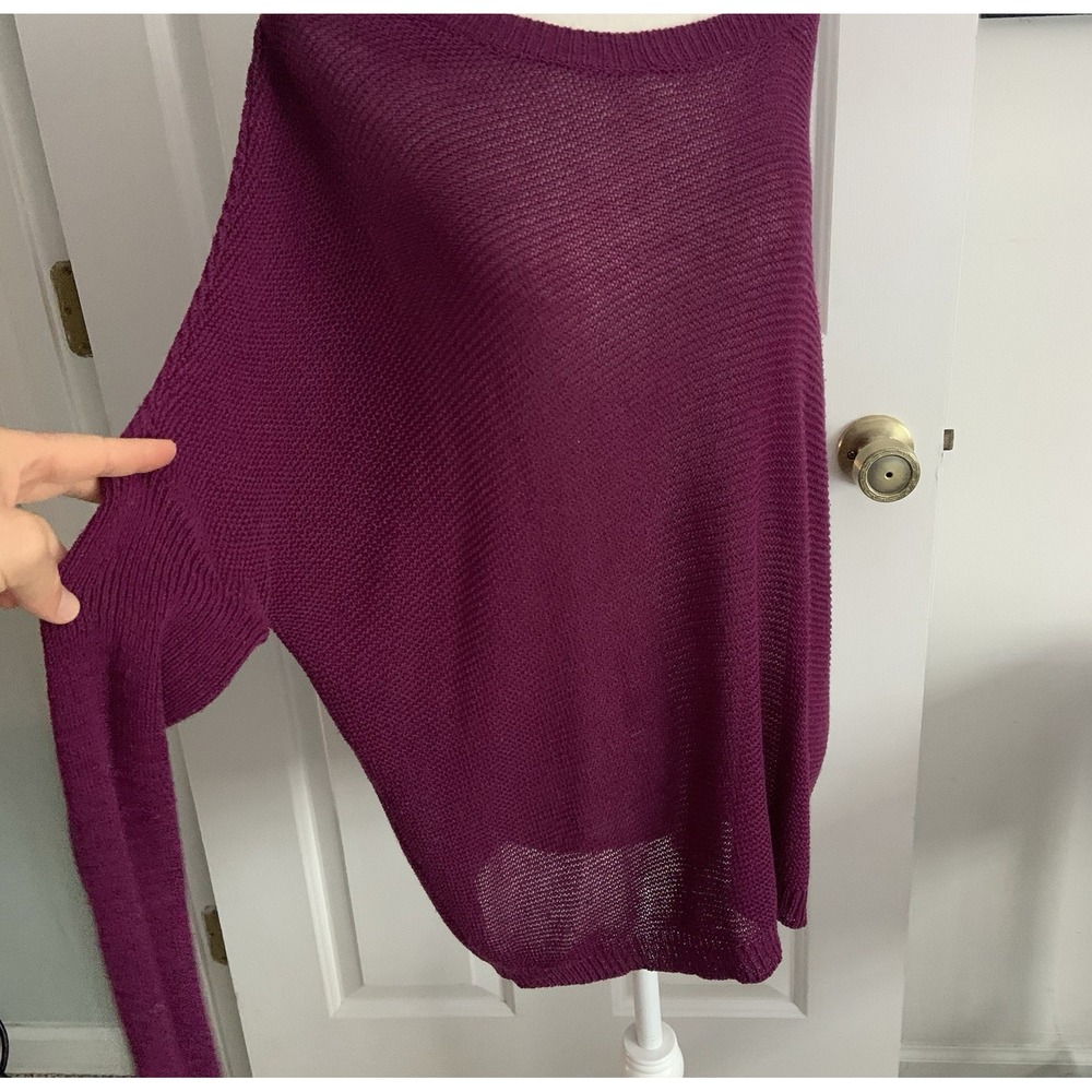 Miracle USA Open Knit Sweater Womens sz M/L Wine Red Long Sleeve Oversized